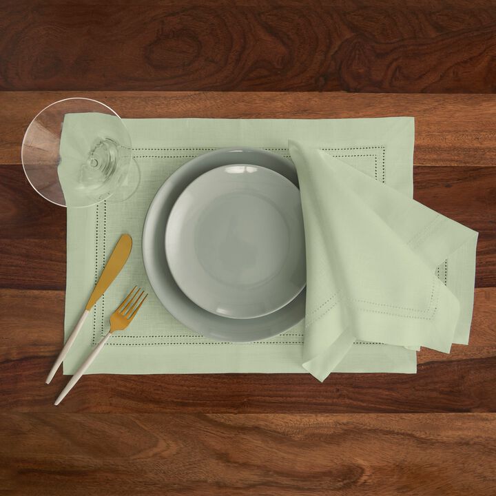 Solino Home 100% Pure Linen Dinner Napkins 20 x 20 Inch Set of 4 - Linen Double Hemstitch