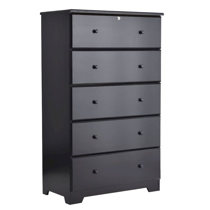 Solid Pine Wood 5 Drawer Chest Dresser