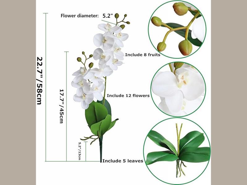 White Artificial Greenery Stems Garden Porch Decor 2 Branches image number 2