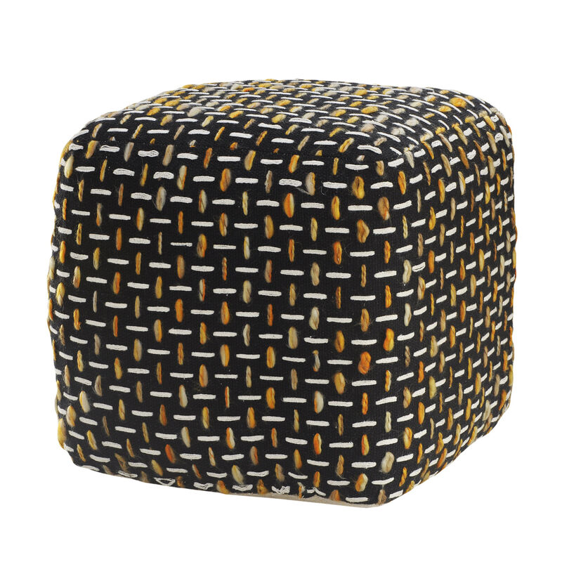 Durable Fabric Geometric Pouf Ottoman – Accent Floor Cushion for Living Room