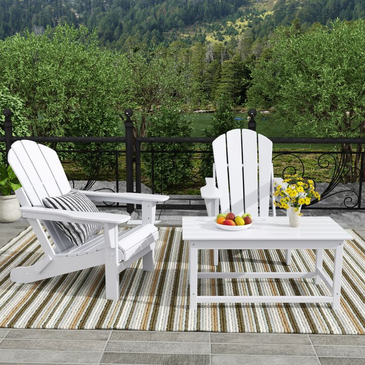 WestinTrends 3-Piece Outdoor Patio Adirondack Chair with Coffee Table Set