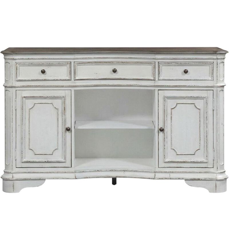 Liberty Furniture Rubberwood Solid Wood Buffet Cabinet with Storage and Drawers Sideboard, White image number 0