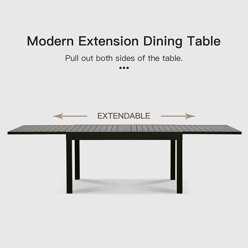 CLIHOME Outdoor Patio Large Expandable 53"- 106" Dining Table, Adjustable Metal Aluminum 6-8 Person Rectangular Table image number 2
