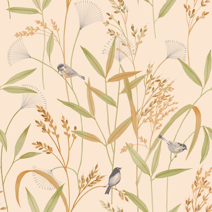 Inia Branched Leaves All-over Beige Wallpaper INA83501