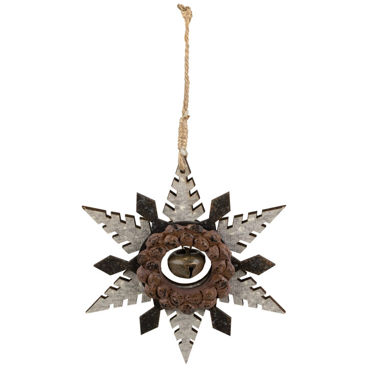 6" Brown and Beige Pointed Snowflake Christmas Ornament
