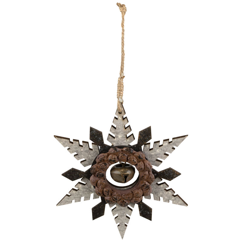 6" Brown and Beige Pointed Snowflake Christmas Ornament image number 0