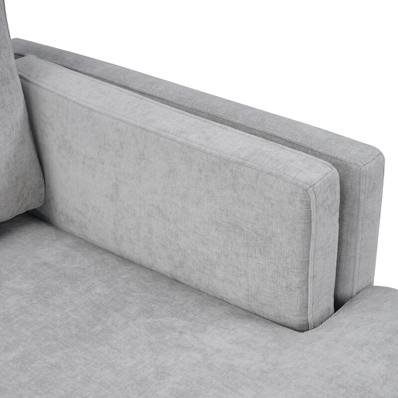 Merax Modular Chenille Chaise Lounge - Dual-Layer Armrests with Flexible Layouts Accent Chairs image number 5
