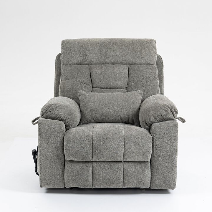 Velvet Electric Lift Recliner with Heating and Massage, Power Lift Sofa Chair with 2 Pocket Cup Holders, 2 Remote Controls, Dual OKIN Motors