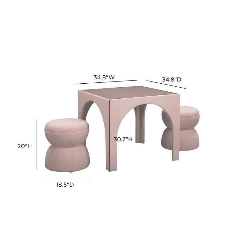 Tomlin Cream Performance Chenille Game Table and Ottoman Set image number 7