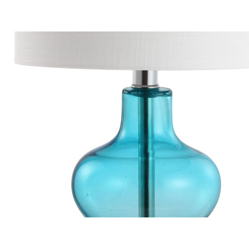 Mer 20.5" Glass/Metal LED Table Lamp, Aqua