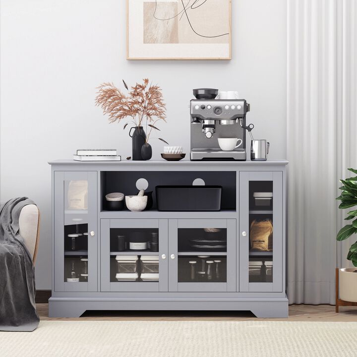 Gray Modern Storage: Sideboard with Glass Doors for Living Room