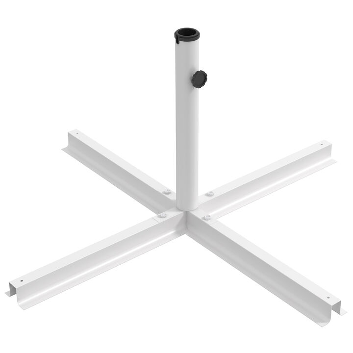 Outsunny Outdoor Universal Cross Brace Stand for Small Offset Umbrella or Large Market Umbrella, Cross Umbrella Base for Patio Umbrella, White