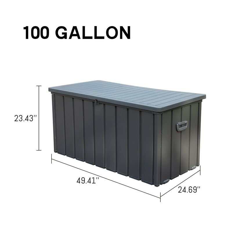 CLIHOME Outdoor 100 Gallon Portable Storage Deck Box,Large Patio Waterproof Lockable Storage Box with All-weather Resin Cover image number 5