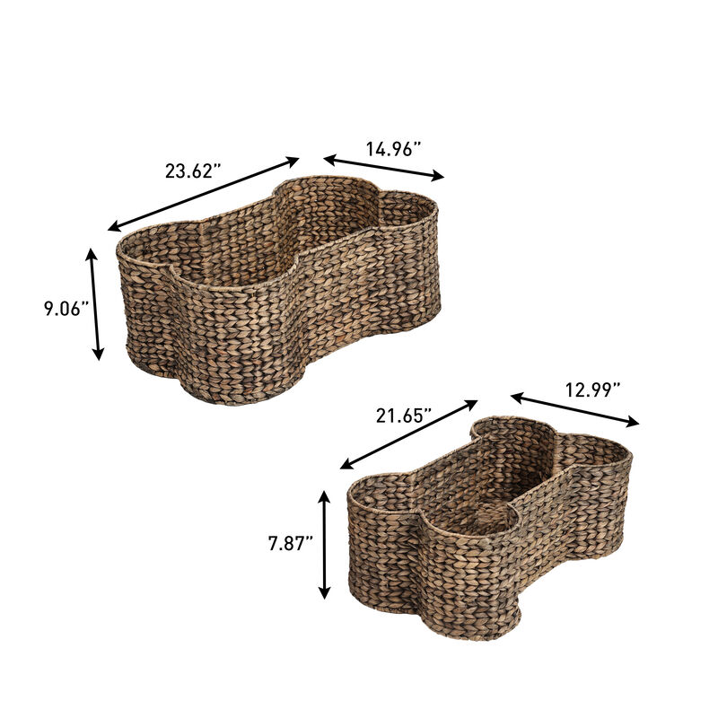 Digby Bone-Shaped Large Hand Woven Water Hyacinth Nesting Pet Toy Organizer Baskets (Set of 2) image number 4