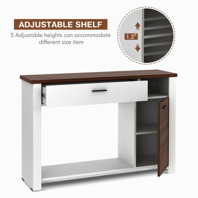 Hivvago 48 Inch Console Table with Drawer and Cabinet