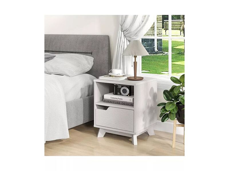 Nightstand Sofa Side End Table with Storage Shelf & Drawer Space-Saving. image number 5