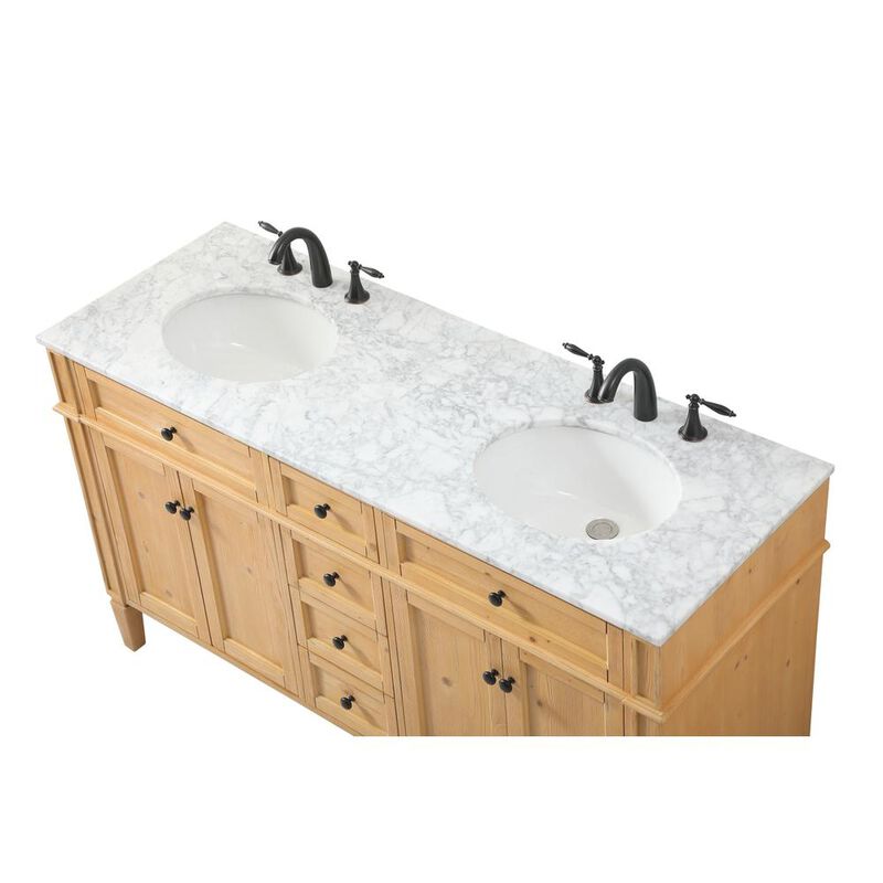 Elegant Kitchen and Bath 60 inch double bathroom vanity in natural wood
