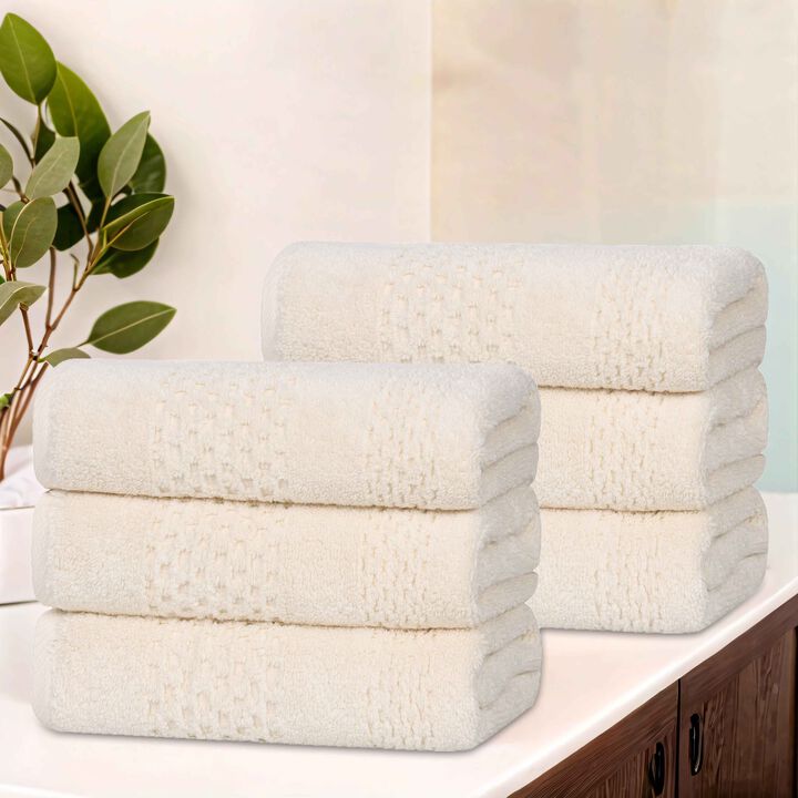 Soft Zero Twist Cotton Waffle Weave Hand Towel Set 6 Pack