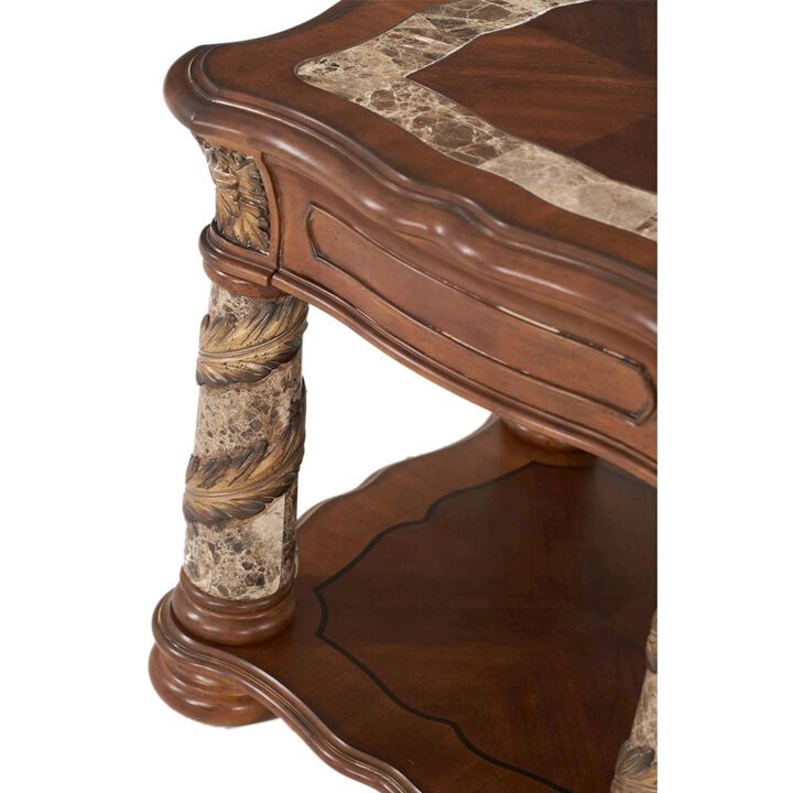 Starlight Canyon Home Classic Chestnut Finish Square End Table for Living Room &ndash; Solid Wood Design