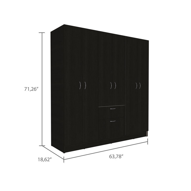 Streamdale Davenport 1-Drawer Rectangle 6-Door Armoire Black Wenge And White