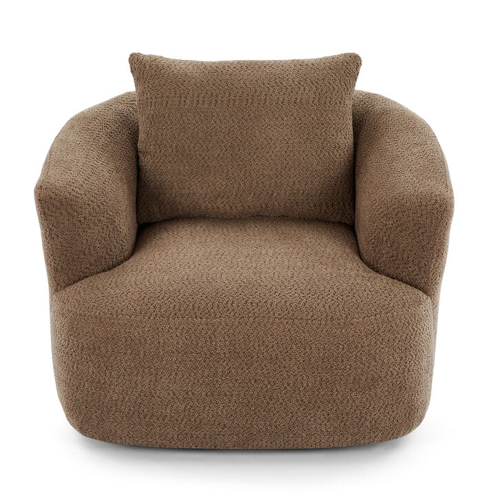 Whisen 360&deg; Swivel Chair, Accent Chair Sofa, Upholstered Swivel Barrel Sofa Chair with a Pillow