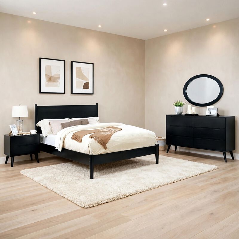 Leyla 4pc Twin Bedroom Set, Dresser with Oval Mirror, Wood image number 6