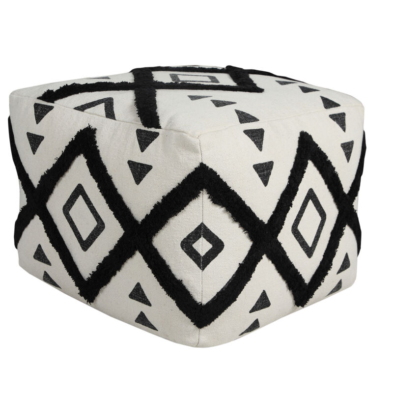 Handcrafted Cotton Geometric Pouf – Ottoman Accent Seat for Home Décor