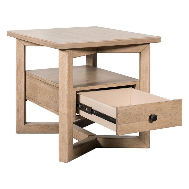 Liberty Furniture Living Room Rectangular End Table with Storage Drawer - Barley Buff Birch Wood image number 6