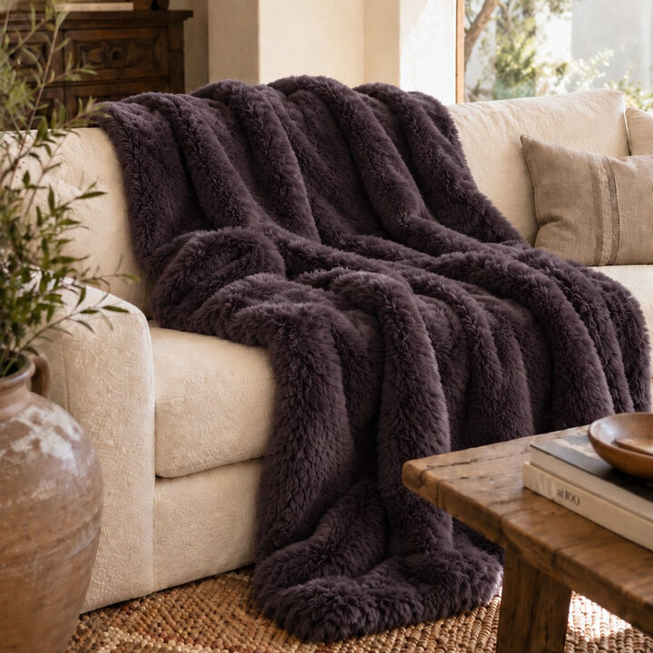 Venice Large Faux Fur Throw Blanket