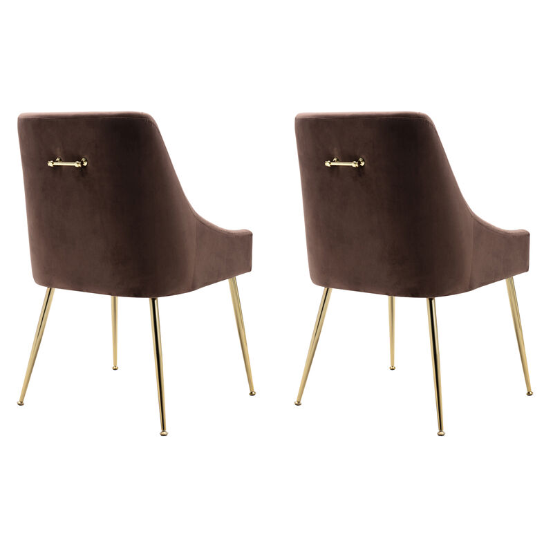 WestinTrends Upholstered Velvet Accent Chair With Metal Leg (Set of 2)