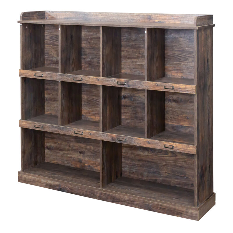 47.24 in. Tall Espresso Wood 3-Shelf Bookcase