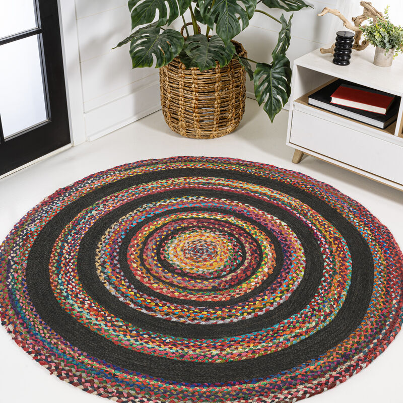 Abyss Braided Bohemian Coastal Jute Round Area Rug