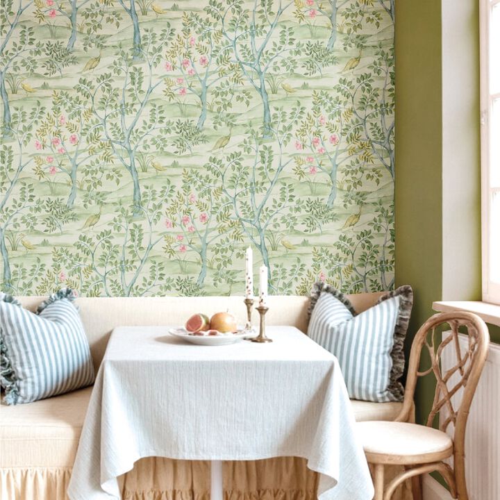 Blooming Garden Floral Green Wallpaper 8317