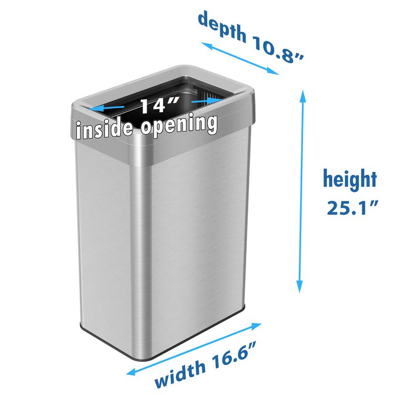 iTouchless 16 Gallon / 60 Liter Rectangular Open Top Trash Can