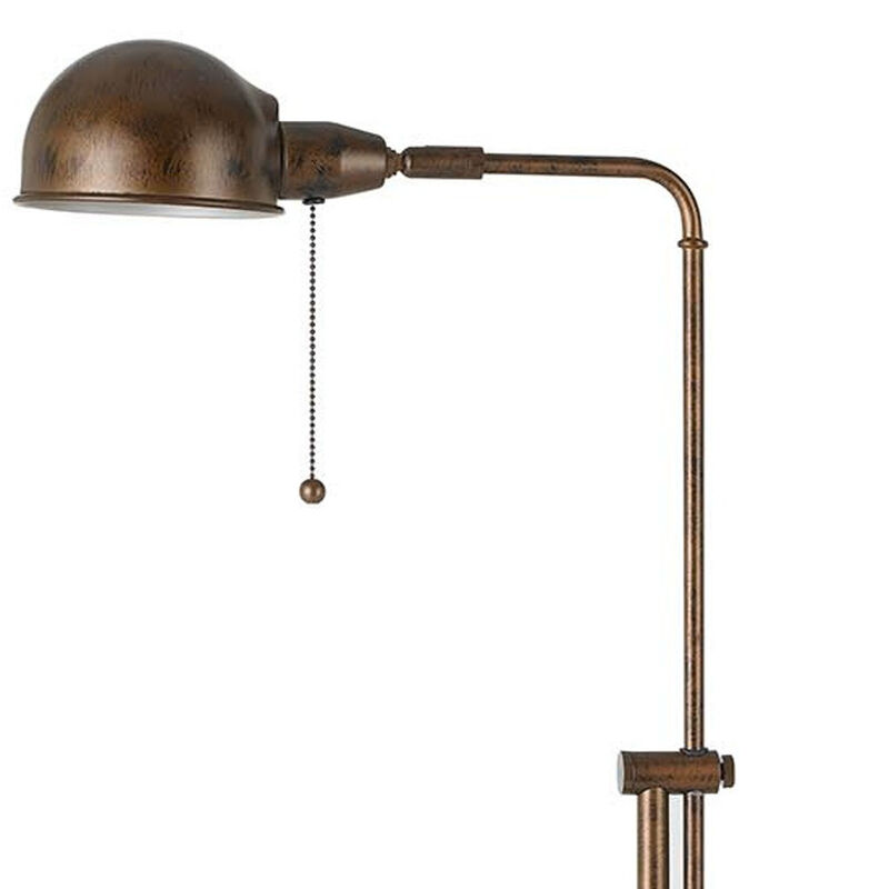 HomeRoots 58" Rust Metal Adjustable Swing Arm Floor Lamp With Rust Metal Dome Shade image number 4