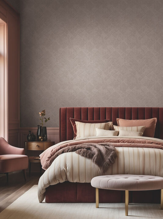 Marquetry Grey Tile Wallpaper