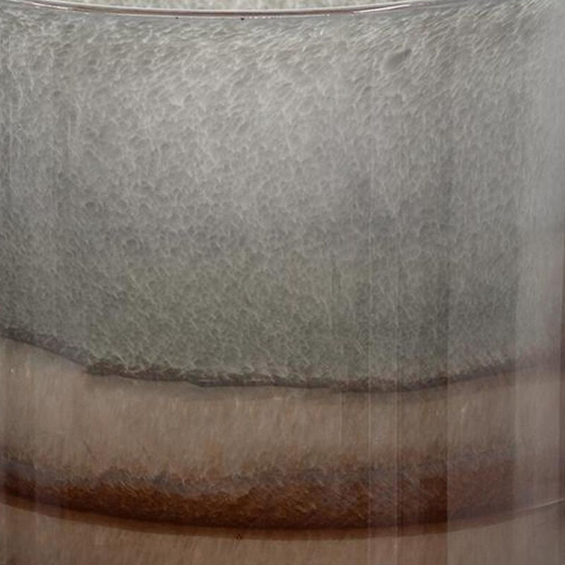 HomeRoots 9" Gray And Brown Ombre Glass Round Table Vase image number 2