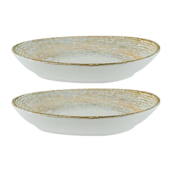 Patera 6" x 4" x h:1" Organic Decorated Porcelain Platter (Set of 2)