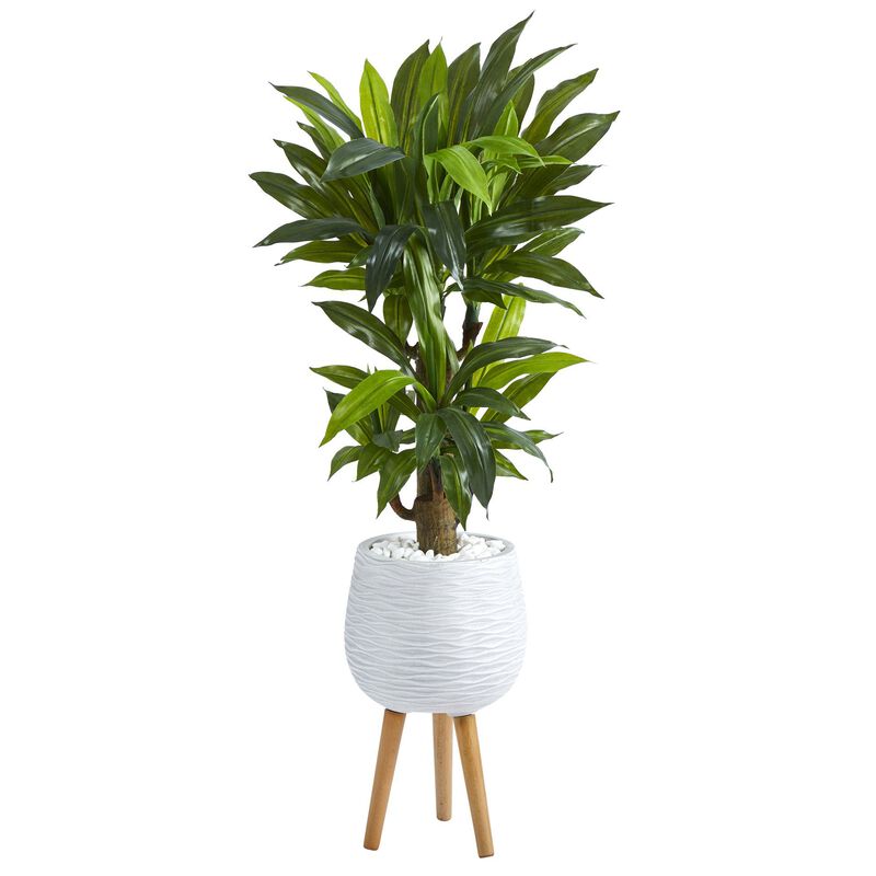Nearly Natural 46-in Corn Stalk Dracaena Plant in Planter w/Legs (Real Touch)