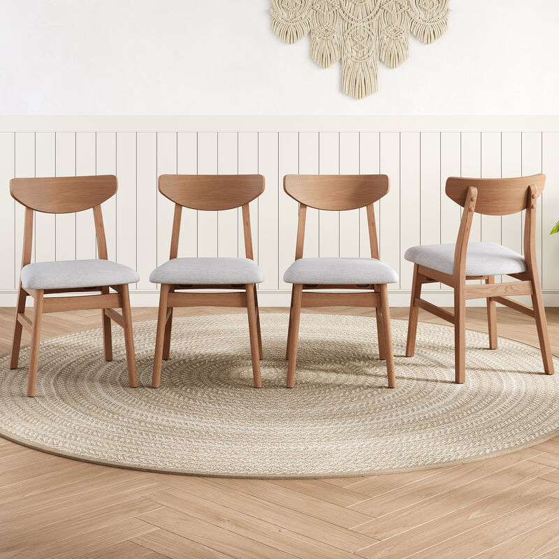 Whisen 2-Piece 19.8inch Upholstered Dining Chairs, Solid Rubber Wood Mid-Century Modern for Living Room Kitchen image number 2