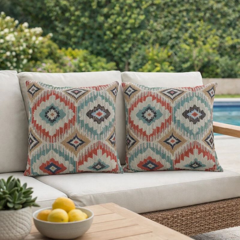 Contemporary Style Diamond Patterned Set of 2 Throw Pillows, Multicolor image number 6