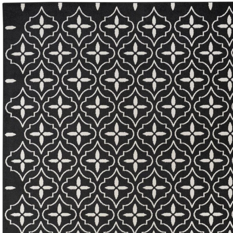 HomeRoots 8' X 10' Black And Ivory Geometric Indoor Outdoor Area Rug image number 3