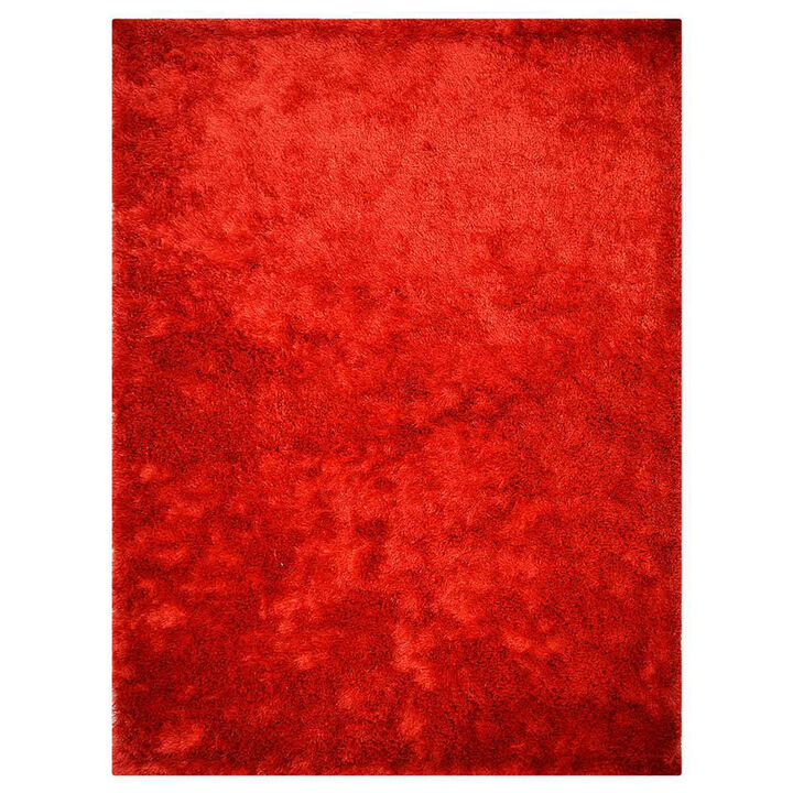 RUGSOTIC CARPETS HAND TUFTED SHAG POLYESTER ECO-FRIENDLY AREA RUGS - 4'x6', Rectangle, Light Red, Solid Plain Design, High Pile Thick Handmade Anti Skid Area Rugs for Living Room, Bed Room K00333
