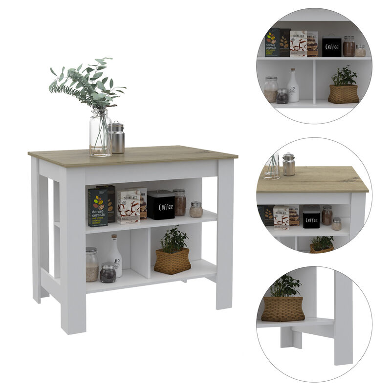 Functional Modern Kitchen Island with Cabinets and Shelves