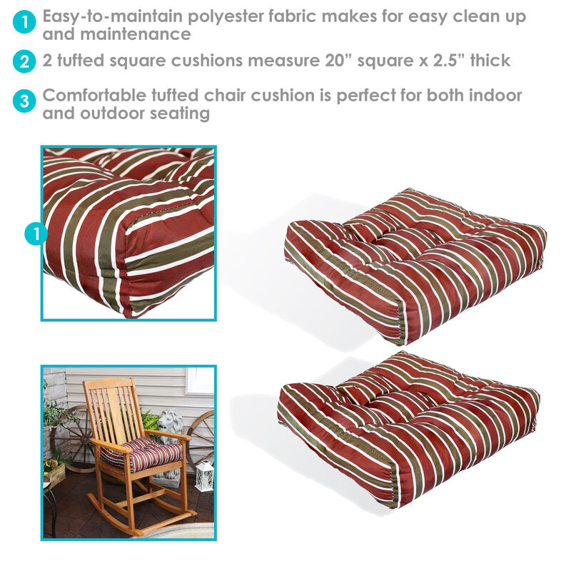Sunnydaze Outdoor Square Tufted Seat Cushion - Set of 2