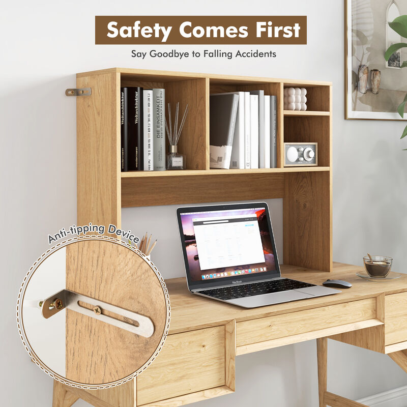 Desk Top Bookcase with 4 Cubby Compartments and Open Back Design image number 6