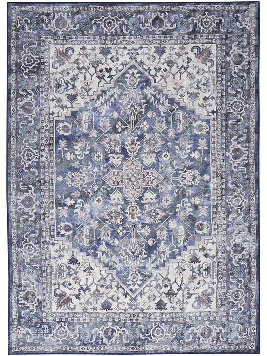 Machine Washable Series 1 SR104 Navy/Ivory 6' x 9' Rug