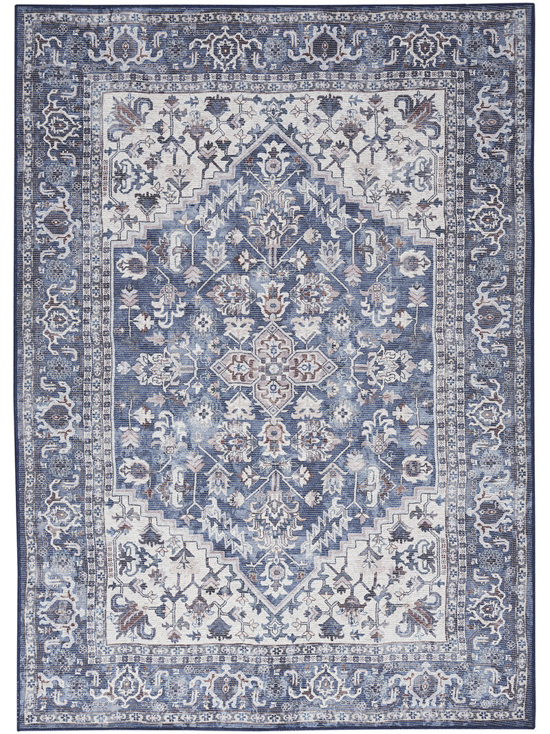 Machine Washable Series 1 SR104 Navy/Ivory 6' x 9' Rug