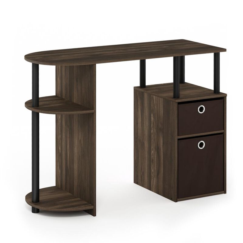 Furinno Furinno 15111 JAYA Simplistic Computer Study Desk with Bin Drawers, Columbia Walnut/Black/Dark Brown