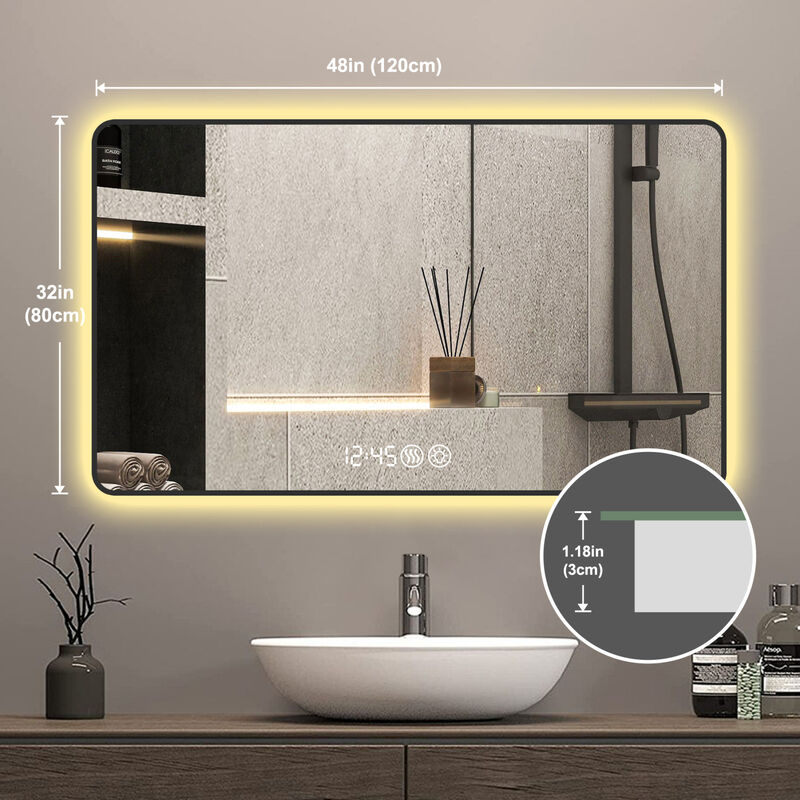 ELEMENT ACE Advanced LED Bathroom Mirror with Smart Display Features image number 2